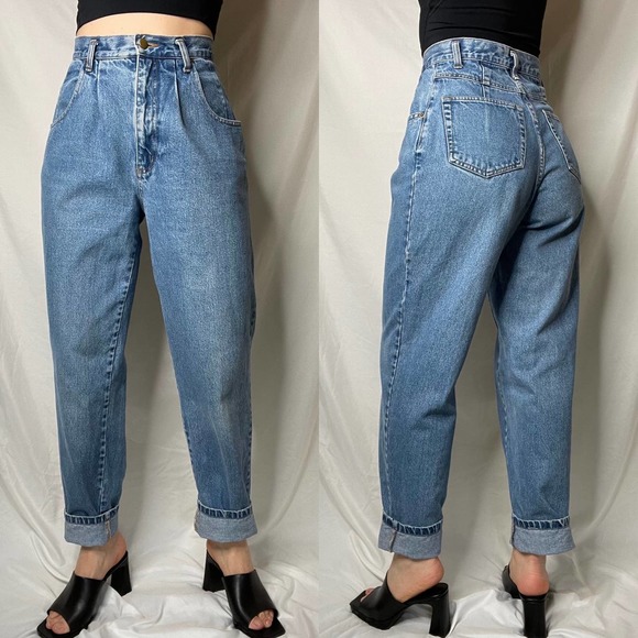 Eddie Bauer Denim - Vintage Eddie Bauer high rise mom jeans waist pleat front 90s pleated 26